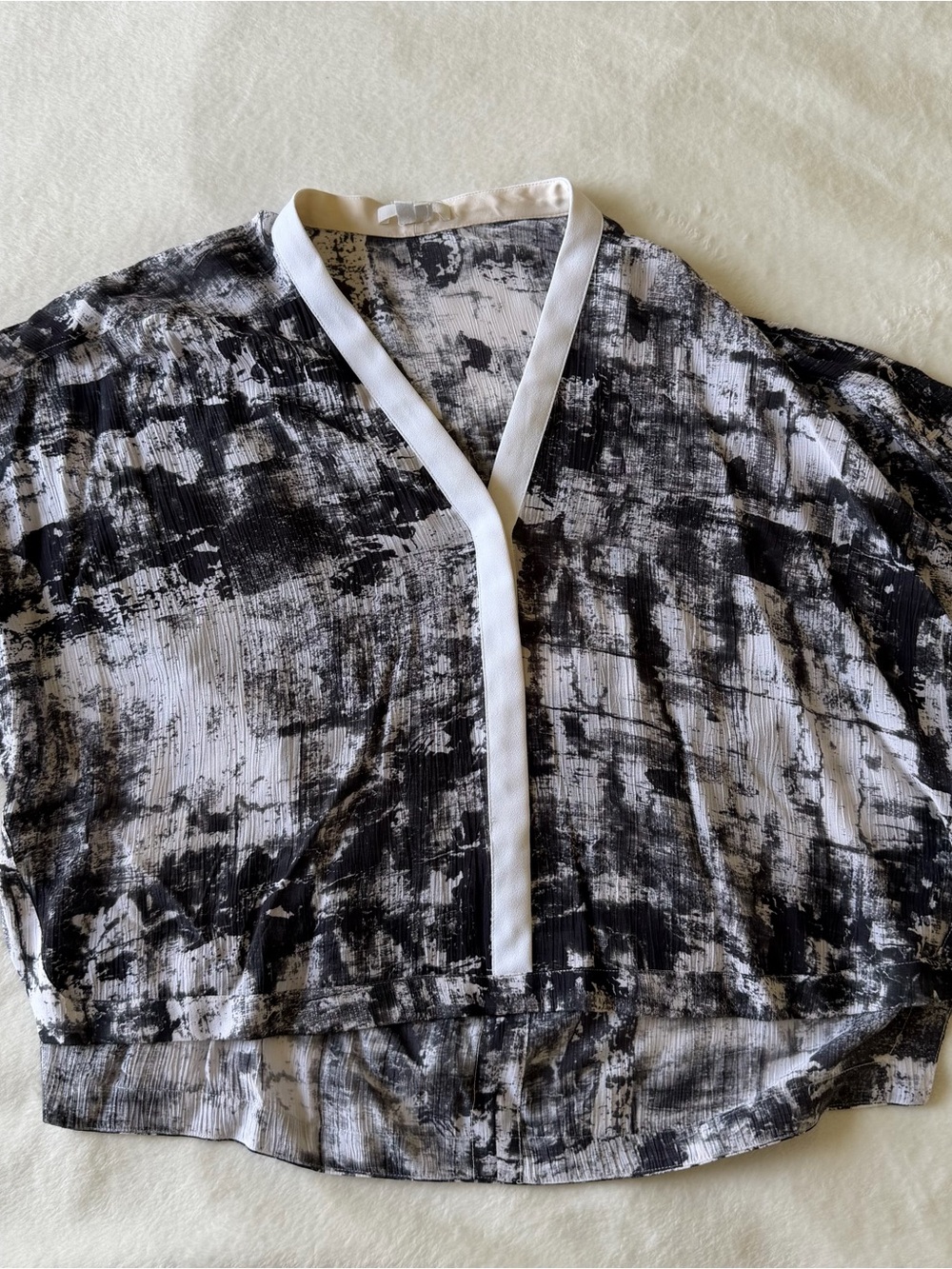 Helmut Lang Black & White Abstract Print Top